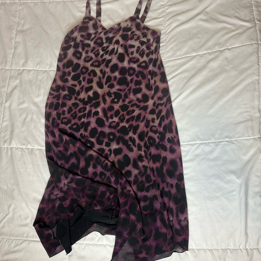 Gradient purple cheetah long flowy dress